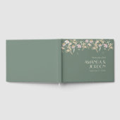 Wildflower Sage Deco Bruiloft Gastenboek (Volledig)