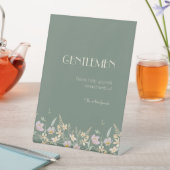 Wildflower Sage Deco Bruiloft Heren Badkamer Reclamebord Met Voetstuk (Insitu)