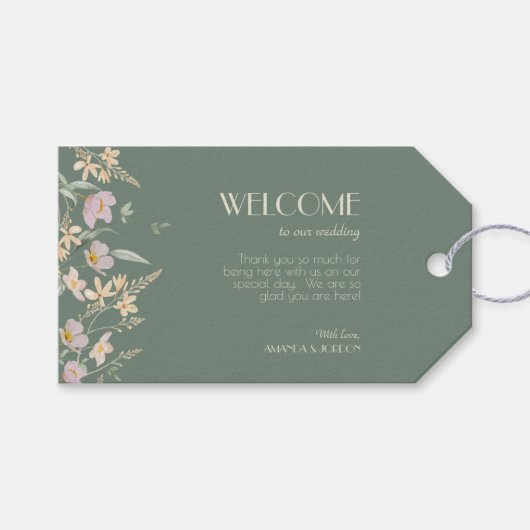 Wildflower Sage Deco Huwelijkscadeau Labels Cadeaulabel (Voorkant (Horizontaal))