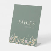 Wildflower Sage Deco Huwelijksgunsten Reclamebord Met Voetstuk (Voorkant)