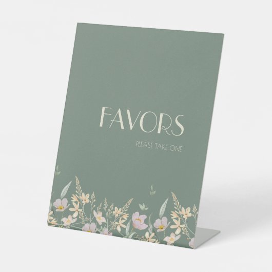 Wildflower Sage Deco Huwelijksgunsten Reclamebord Met Voetstuk (Voorkant)