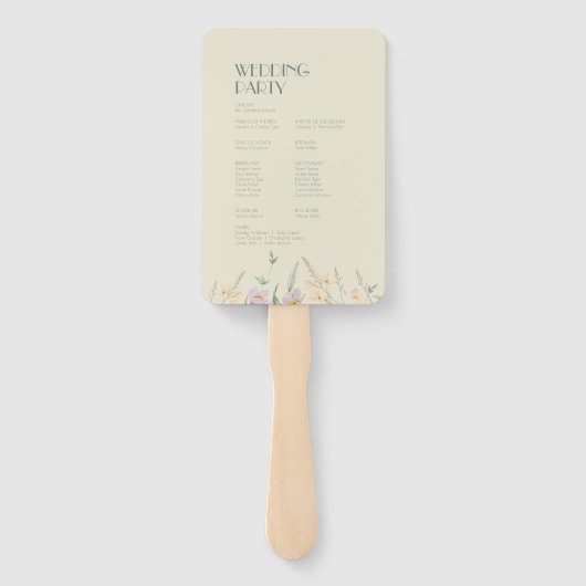 Wildflower Sage Deco Trouwprogramma Handwaaier (Achterkant)