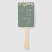 Wildflower Sage Deco Trouwprogramma Handwaaier (Voorkant)