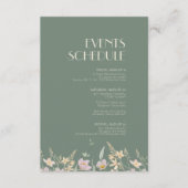 Wildflower Sage Deco Trouwschema Informatiekaartje (Voorkant)