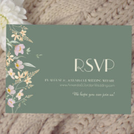 Wildflower Sage Deco Trouwwebsite RSVP Kaartje