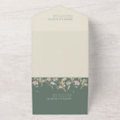 Wildflower Sage Deco Wedding All In One Uitnodiging (Buitenkant)