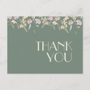 Wildflower Sage Deco Wedding Bedankt Briefkaart