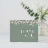 Wildflower Sage Deco Wedding Bedankt Briefkaart (Staand voorkant)