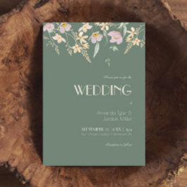 Wildflower Sage Deco Wedding Kaart
