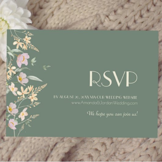Wildflower Sage Deco Wedding Website RSVP