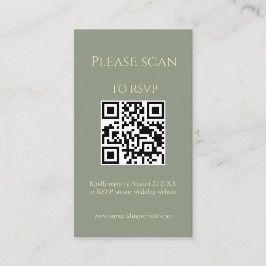 Wildflower Sage & Geel QR Code & RSVP Huwelijk Informatiekaartje (Voorkant)