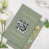 Wildflower Sage & Geel QR Code & RSVP Huwelijk Informatiekaartje