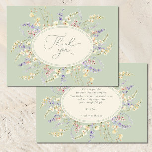 Wildflower Sage Green Baby shower Bedankt Card