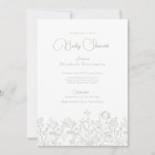 Wildflower Sage Green Baby shower Uitnodiging (Voorkant)