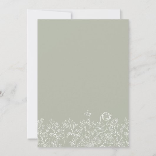 Wildflower Sage Green Baby shower Uitnodiging (Achterkant)
