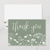 Wildflower Sage Green Bedankkaart (Voorkant / Achterkant)