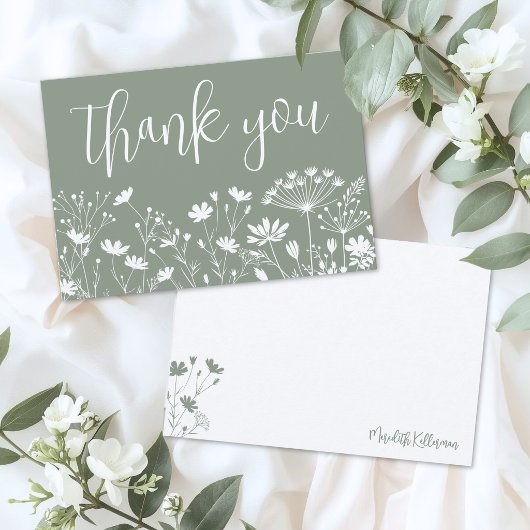 Wildflower Sage Green Bedankkaart
