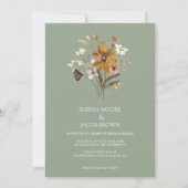 Wildflower Sage Green Boho Fall Wedding Kaart (Voorkant)