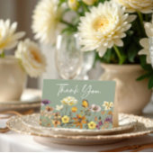 Wildflower Sage Green Boho Wedding Bedankt Card