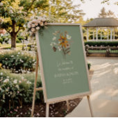 Wildflower Sage Green Boho Wedding Welkomstbord Poster