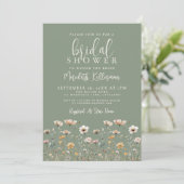 Wildflower Sage Green Bridal Shower Kaart (Staand voorkant)