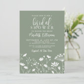 Wildflower Sage Green Bridal Shower Kaart (Staand voorkant)