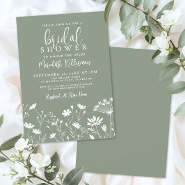 Wildflower Sage Green Bridal Shower Kaart