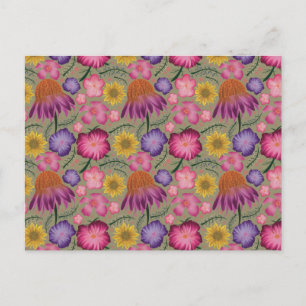 Wildflower Sage Green Floral Pattern Briefkaart