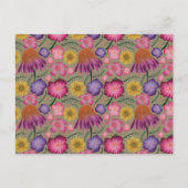Wildflower Sage Green Floral Pattern Briefkaart (Voorkant)