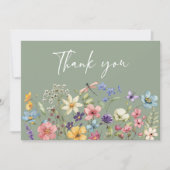 Wildflower Sage Green Floral Vrijgezellenfeest Bedankkaart (Voorkant)