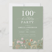 Wildflower Sage Green Garden Floral 100e verjaarda Kaart (Voorkant)