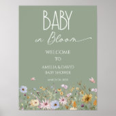 Wildflower Sage Green Greenery Welkomstbord Poster (Voorkant)
