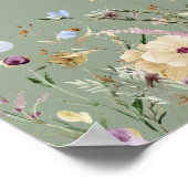 Wildflower Sage Green Greenery Welkomstbord Poster (Hoek)