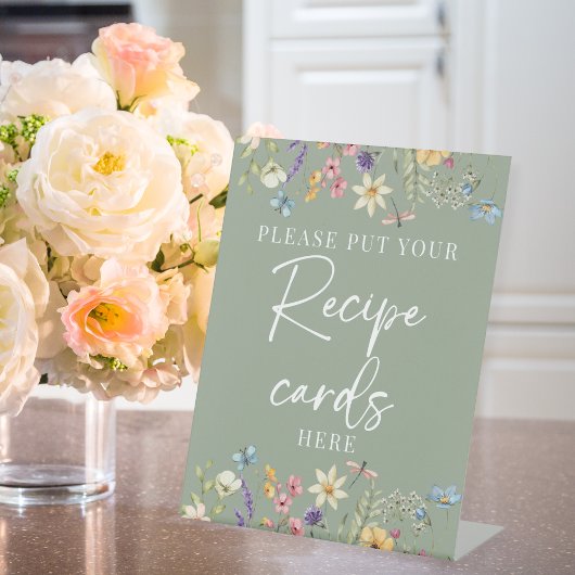 Wildflower Sage Green Vrijgezellenfeest Receptteke Reclamebord Met Voetstuk