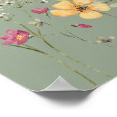 Wildflower Sage Green Vrijgezellenfeest Welkom Pos Poster (Hoek)