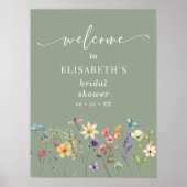 Wildflower Sage Green Vrijgezellenfeest Welkom Pos Poster (Voorkant)