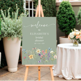 Wildflower Sage Green Vrijgezellenfeest Welkom Pos Poster