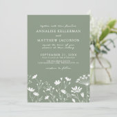 Wildflower Sage Green Wedding Kaart (Staand voorkant)