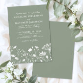 Wildflower Sage Green Wedding Kaart