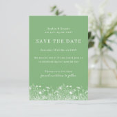 Wildflower Sage Groen Sla de datum op Save The Date (Staand voorkant)