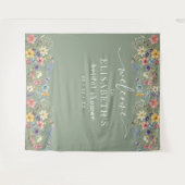 Wildflower Sage Groen Vrijgezellenfeest Welkomstbo Wandkleed (Voorkant (horizontaal))