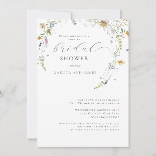 Wildflower Sage Groene Koppels Vrijgezellenfeest Kaart (Voorkant)