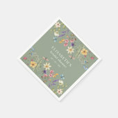 Wildflower Sage Groene Vrijgezellenfeest Papier se Servet (Hoek)