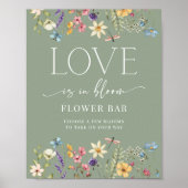 Wildflower Sage Vrijgezellenfeest Flower Bar Sign Poster (Voorkant)