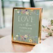 Wildflower Sage Vrijgezellenfeest Flower Bar Sign Poster