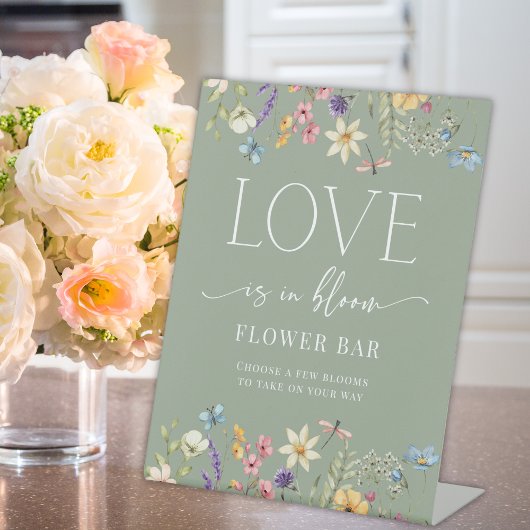 Wildflower Sage Vrijgezellenfeest Flower Bar Sign Reclamebord Met Voetstuk