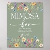 Wildflower Sage Vrijgezellenfeest Mimosa Bar Sign Poster (Voorkant)