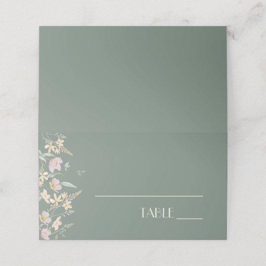 Wildflower Salie Deco Trouwplaatskaart Tent Plaatskaartje (Buitenkant ongevouwen)