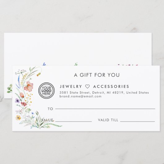 Wildflower Salon Store Zakelijk Cadeaubon (Voorkant / Achterkant)