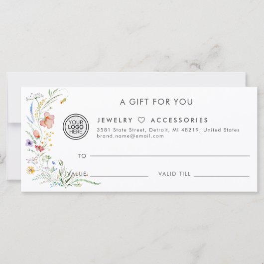 Wildflower Salon Store Zakelijk Cadeaubon (Voorkant)